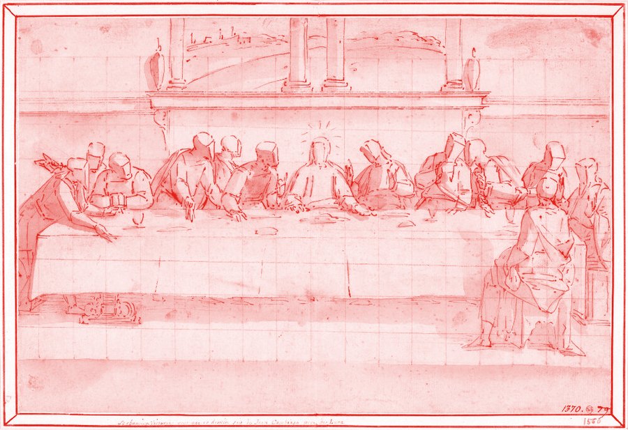 Luca Cambiaso: Das letzte Abendmahl, 16. Jh., Feder und Tusche, Nationalmuseum Stockholm