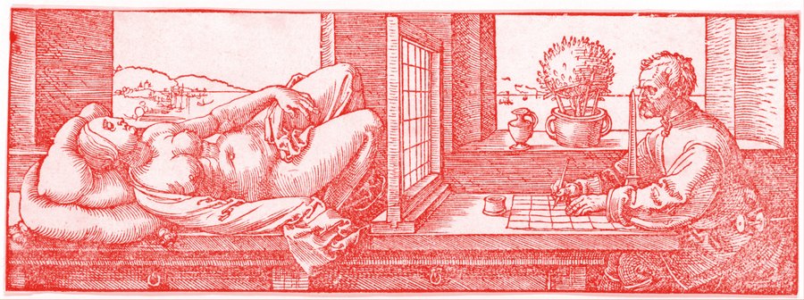 Albrecht Dürer: Der Zeichner des liegenden Weibes, um 1600 (nach dem Holzschnitt von 1525), Metropolitan Museum of Art, New York