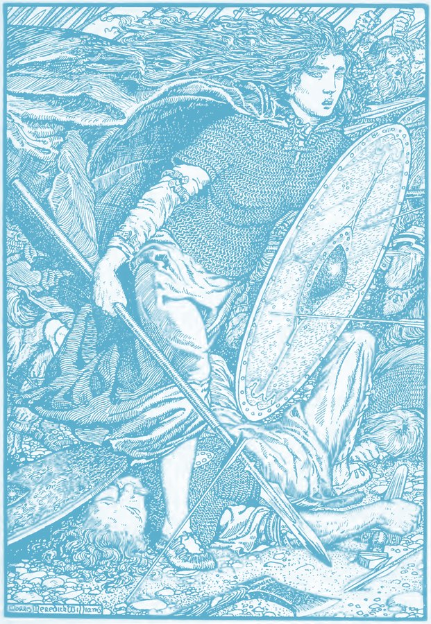 Morris Meredith Williams: Lathgertha, Illustration aus Eleanor Hull, The Northmen in Britain, 1913