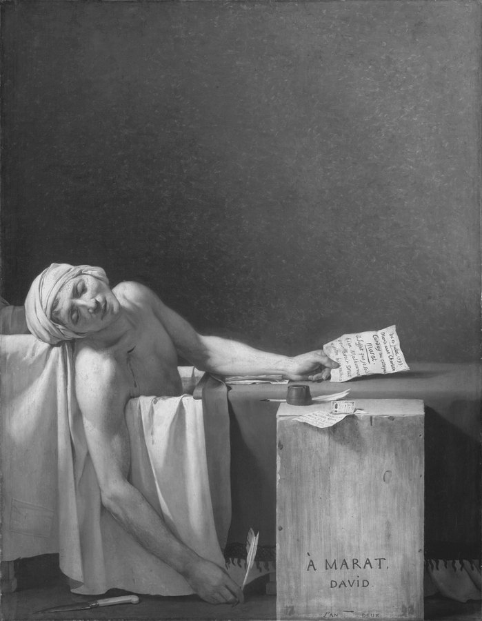 Jacques-Louis David: Der Tod des Marat, 1793, Öl auf Leinwand, Musées royaux des Beaux-Arts de Belgique, Brüssel