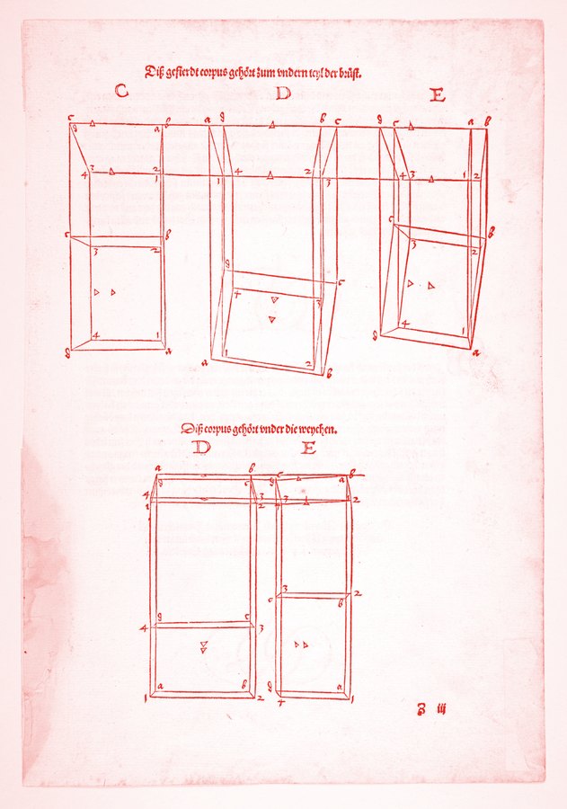 Albrecht Dürer: Illustration aus Vier Bücher von menschlicher Proportion, Nürnberg 1528, Holzschnitt, Metropolitan Museum of Art, New York