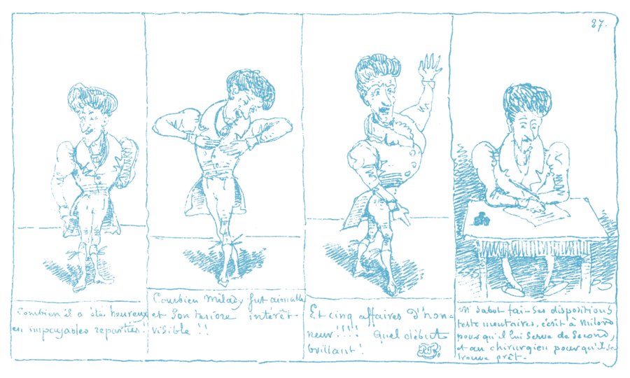 Rodolphe Töpffer: Histoire de Monsieur Jabot, 1833, S. 27, Autografie