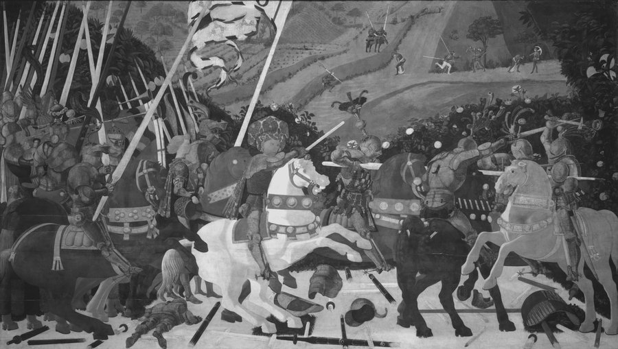 Paolo Uccello: Die Schlacht von San Romano, um 1438 bis 1440, Tempera auf Holz, National Gallery, London