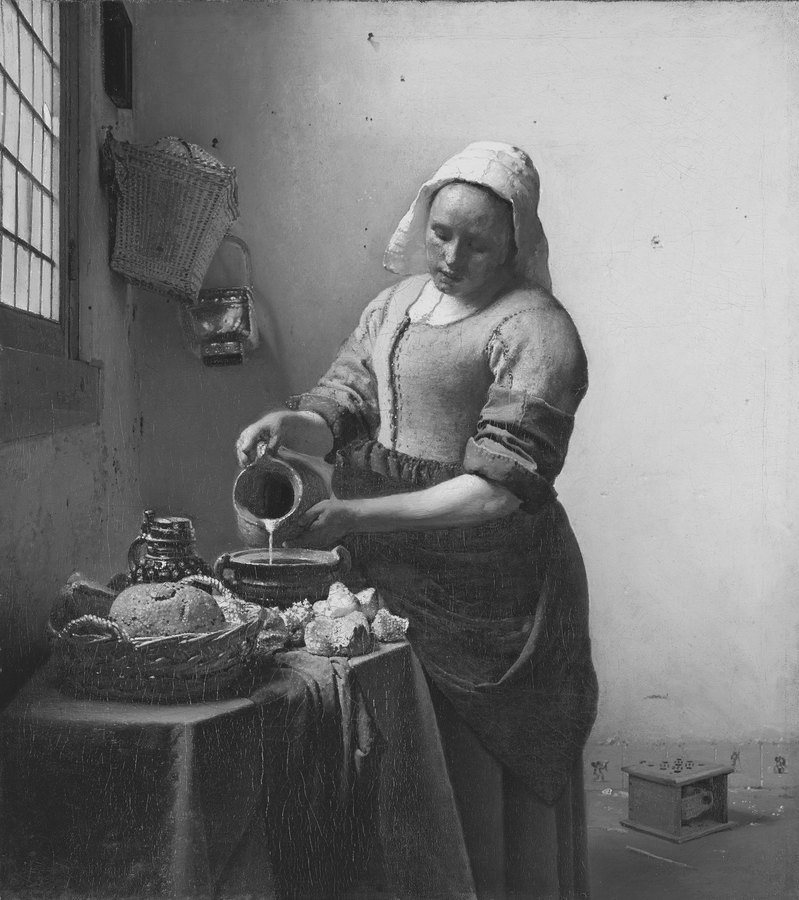 Johannes Vermeer: Dienstmagd mit Milchkrug, um 1660, Öl auf Leinwand, Rijksmuseum Amsterdam