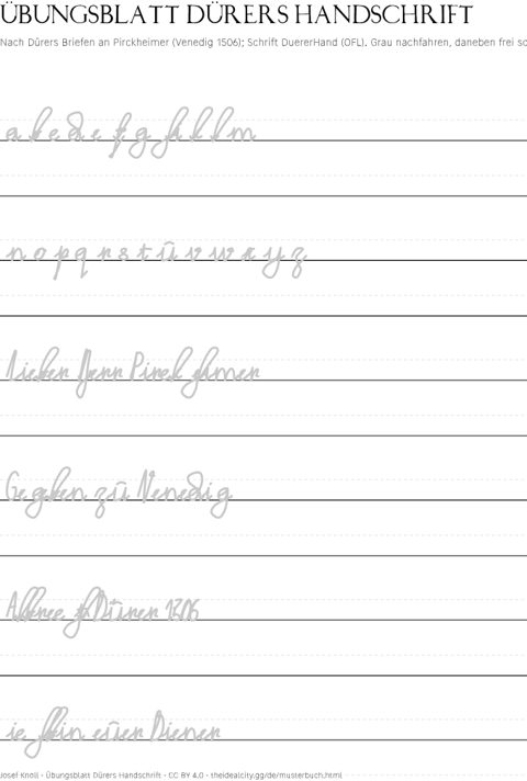 Vorschau: Übungsblatt Dürers Handschrift